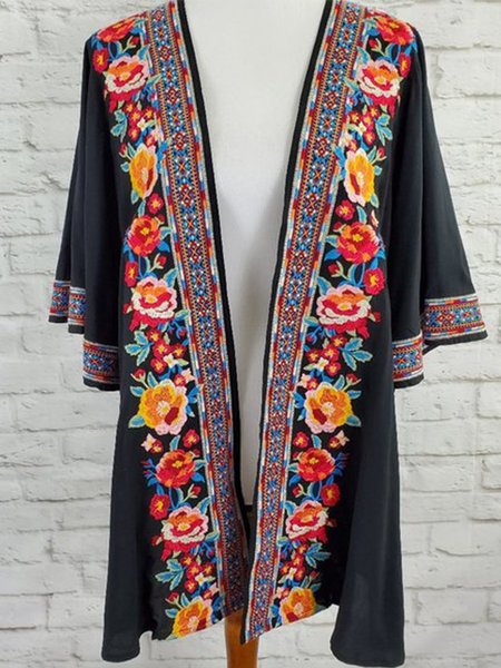 

Vintage Floral Half Sleeve Cardigan, Black, Cardigans