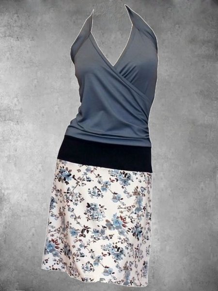

Casual Sleeveless Plus Size Printed Dress, Gray, Auto-Clearance