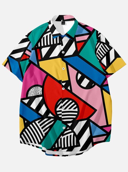 

Square Neck Casual Abstract Shirts & Tops, Color1, Shirts