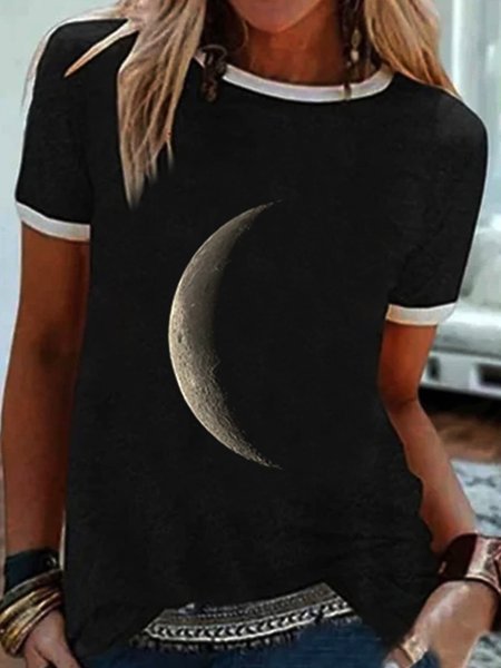 

Girocollo Maniche Corte Casuale Camicie & Top, Nero, Blouses & Shirts