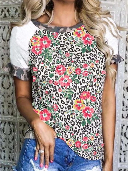 

Printed Vintage Short Sleeve Shirts & Tops, Leopard, Auto-Clearance