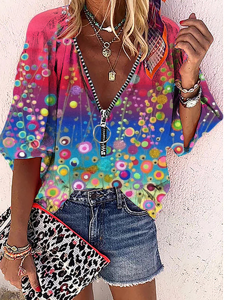 

Hippie Stampato Top, Rosso, T-Shirts