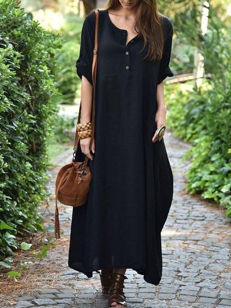 

Long Sleeve Casual Knitting Dress, Black, Casual Dresses