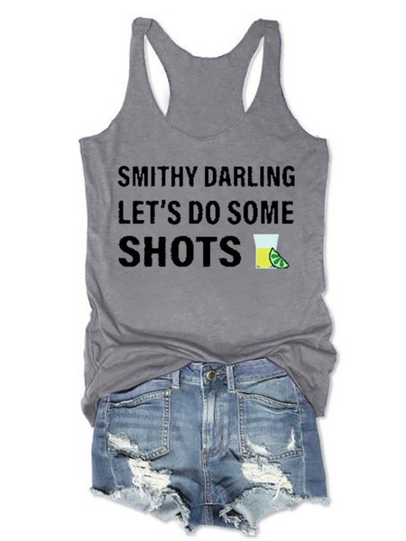 

Smithy Darling Let's Do Some Shots Women's Sleeveless Shirt, Grey, Tank Tops