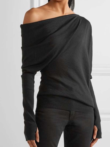 

Maniche Lunghe Misto Cotone Maglietta, Nero, T-Shirts