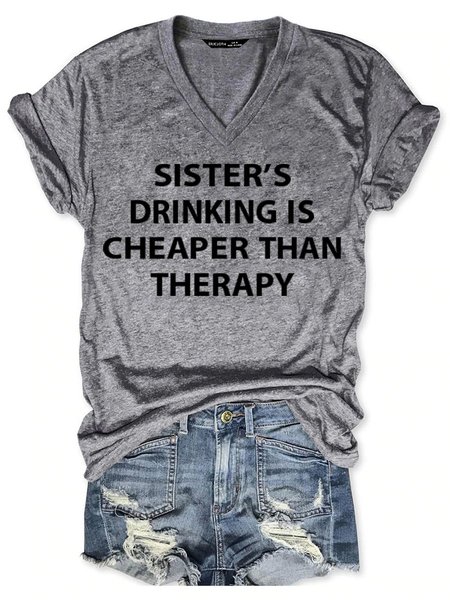 

Sister's Drinking Cheaper Than Therapy Women's T-Shirt, Grey, T-shirts