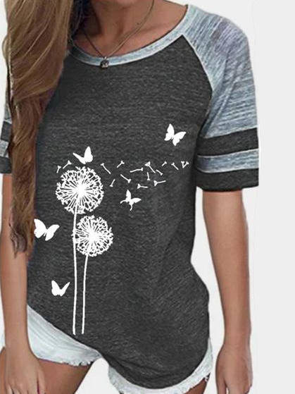 

Vintage Shift Crew Neck Short Sleeve T-shirt, Gray, Tops