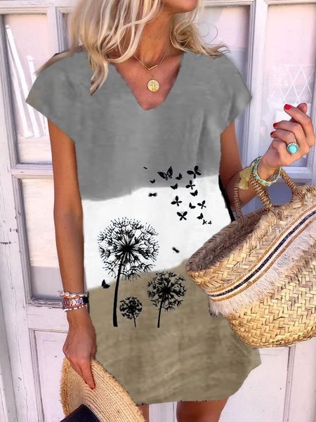 

Butterfly Casual Short Sleeve Dresses, Gray, Casual Dresses