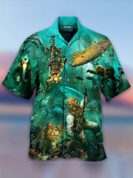 

Vintage Shirt Collar Shirts, Green, Men's shirts