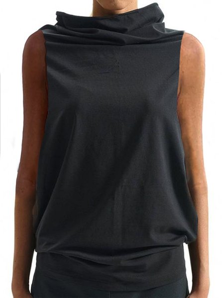 

dolcevita Dritto senza maniche Tinta unita Top, Nero, T-shirts