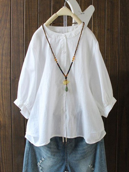 

Long Sleeve Shift Casual Blouse, White, Blouses & Shirts