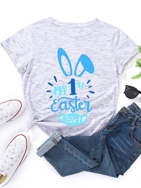 

My 1st Easter 2021 Bunny Graphic Tee, Gray-white, T-shirts