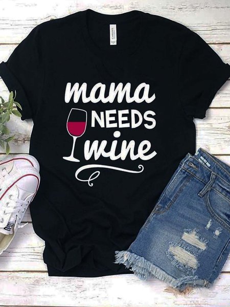 

Short Sleeve Letter Casual Shirts & Tops, Black, Printed T-shirts
