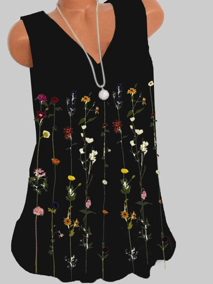 

Floreale Vacanza Cotone Spalla Nuda Camicie & Top, Nero, Tank Top