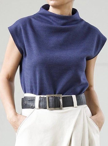 

Senza Maniche Dritto Vintage Top, Blu, Blouses & Shirts