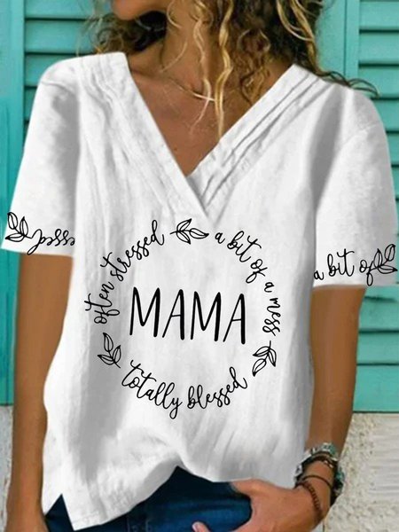 

La mamma Giorno Stampato superiore, Bianco, T-Shirts