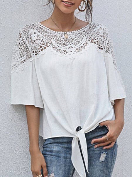 

Half Sleeve Holiday Solid Shift Top, White, Blouses and Shirts