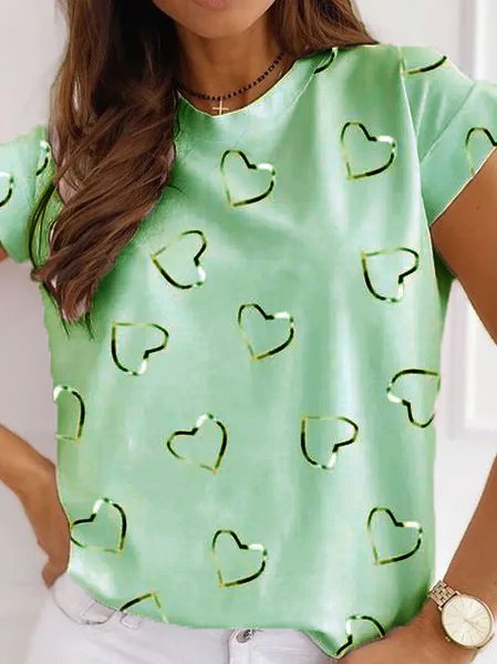 

Short Sleeve Casual Cotton Shirts & Tops, Green, Tops