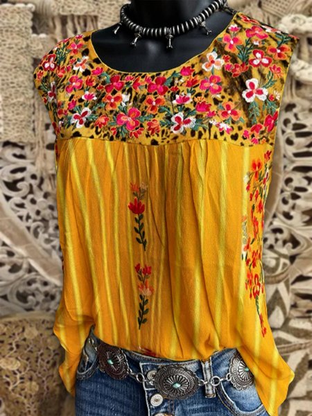 

Leopard Floral Vintage Shirts & Tops, Yellow, Auto-Clearance