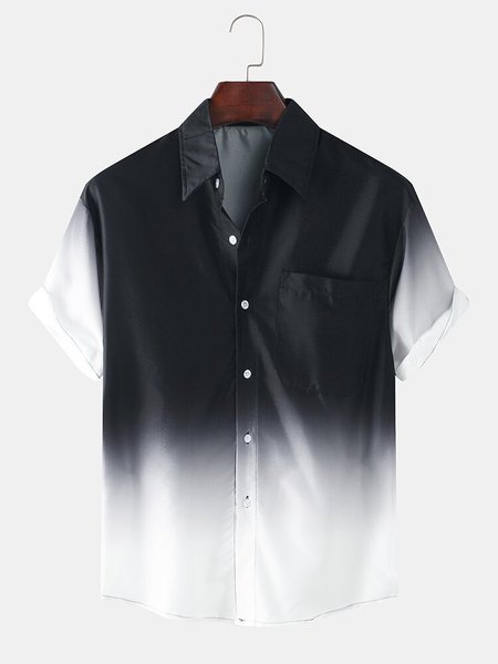Men's Casual Shirt Collar Shirts, Black, Men's Tops