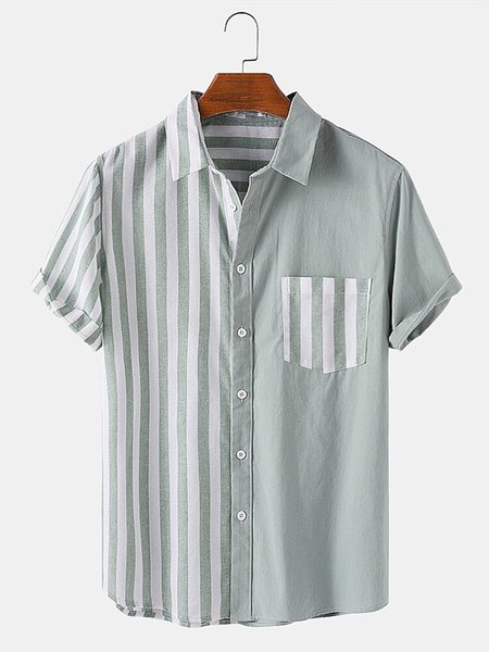 

Men's Shirt Collar Printed Shirts, Green, Blouses&Shirts