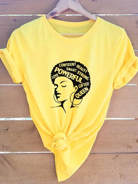 

Love Powerful Confident Beauty Smart Strong Gifted Queen Feminist Graphic Tee, Yellow, T-shirts