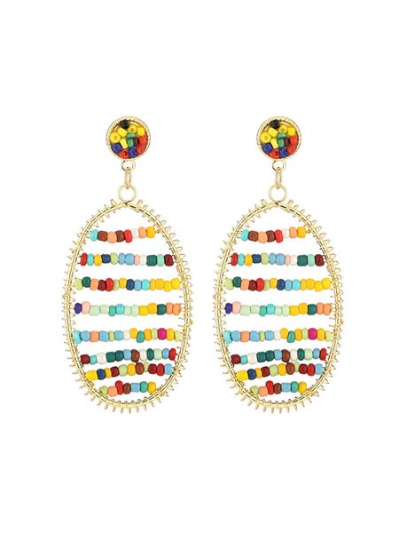 

Bohemian Style Fashion Rice Beads Jandmade Multi-Geometric Earrings, T-shirts