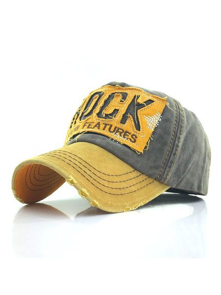 

Rock Washed Embroidered Distressed Cowboy Baseball Cap, Yellow, Hats