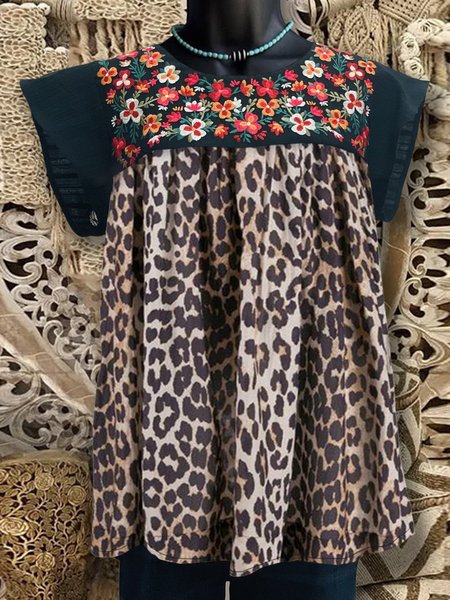 

Casual Short Sleeve Leopard Shirts & Tops, Coffee, Auto-Clearance