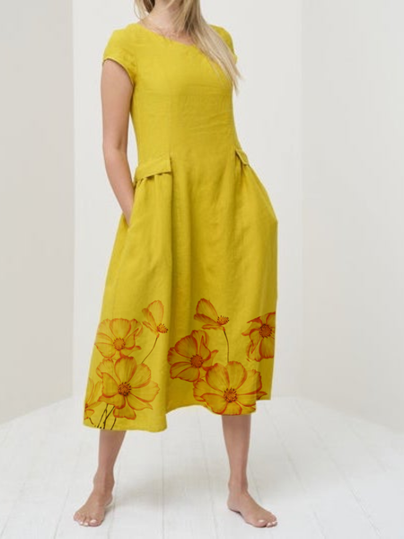 

Holiday Floral Date Lady Midi Dress, Yellow, Midi Dresses