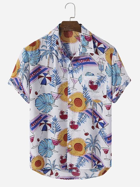 

Printed Floral Shirt Collar Shirts & Tops, White, Shirts