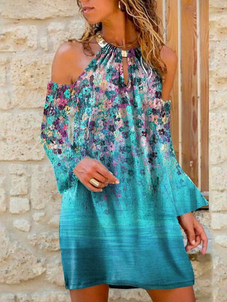 

Maniche Lunghe Abito Misto Cotone, Blu, Dresses