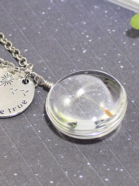 

Dandelion Glass Dried Flower Necklace, Necklaces
