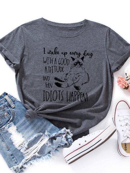 

I Wake Up Every Day With A Good Attitude Tee, Deep gray, T-shirts