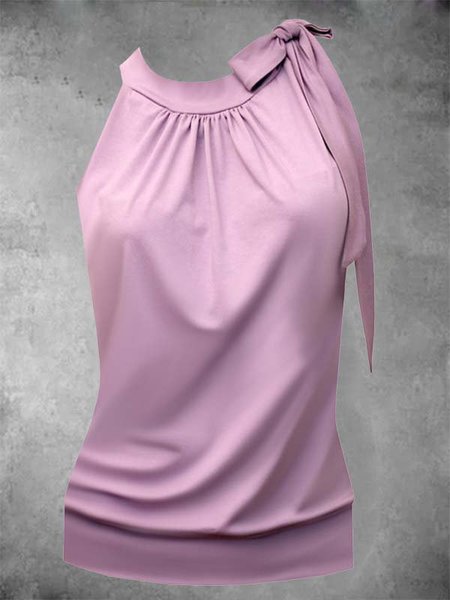 

Sleeveless Cotton-Blend Solid Casual Shirts & Tops, Pink, Auto-Clearance