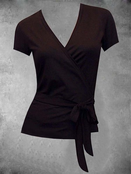 

Solid Casual Short Sleeve Cotton-Blend Shirts & Tops, Coffee, Auto-Clearance