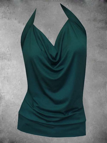 

Sleeveless Casual Solid Shirts & Tops, Green, Tops