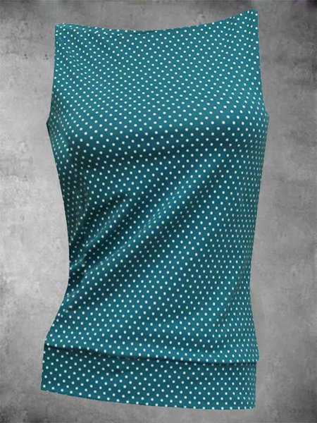 

Polka Dots Casual Sleeveless Shirts & Tops, Blue, Auto-Clearance