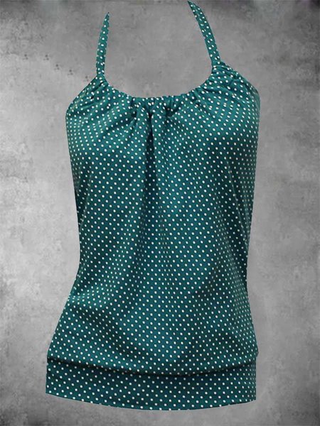 

Casual Polka Dots Cotton-Blend Shirts & Tops, Green, Auto-Clearance