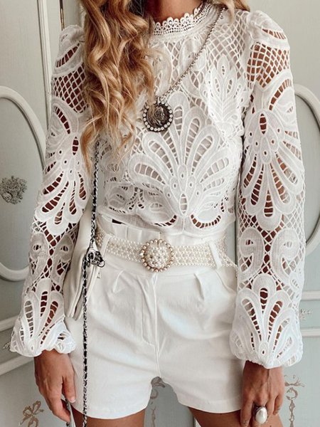 

Vintage Solid Shift Top, White, Blouses and Shirts