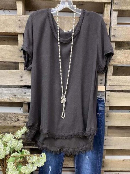 

Casuale Maniche Corte Camicie & Top, Marrone scuro, Tops