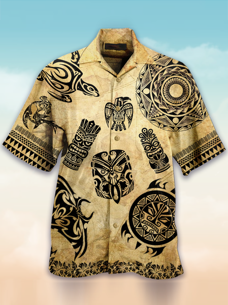 

Native Hawaiian Culture Unisex Hawaiian Shirt, Khaki, Men's shirts