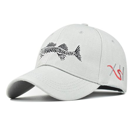 

Men's and women's outdoor fish pattern camouflage baseball cap, White, Hats