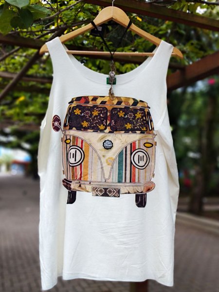 

Vintage Sleeveless T-shirt, White, Tanks & Camis