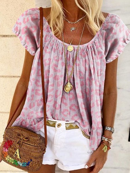 

Leopardo Casuale A-line Camicie & Top, Grigio-rosa, Blouses & Shirts