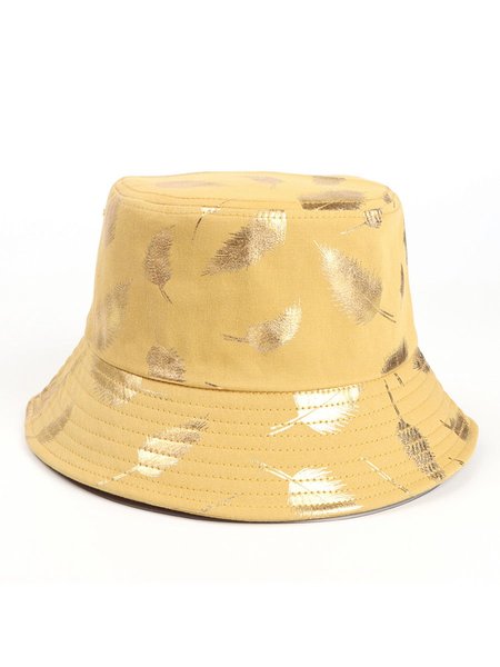 

Golden Feather Graphic Print Fisherman Hat, Yellow, Hats