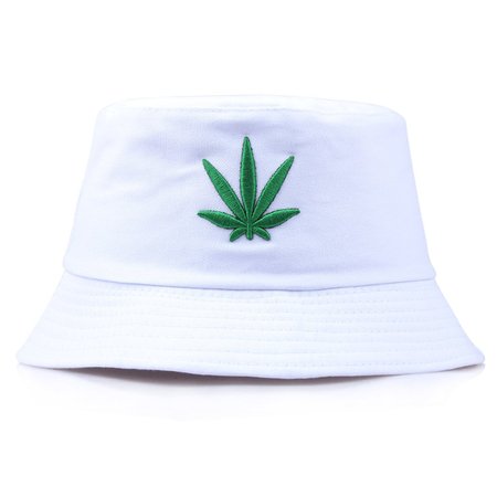

Summer outdoor wild hemp leaf flat top hat, White, Hats