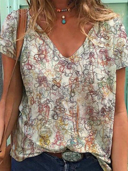 

Stampato T-shirt, Bianco, Tops