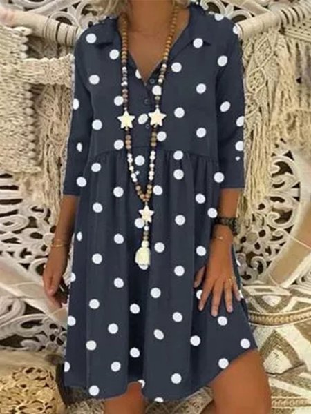 

Abito Vacanza a pois Dritto Mezza Manica, Blu intenso, Dresses