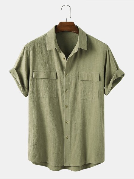 

Men's Shirt Collar Pockets Casual Shirts, Green, Men's Floral shirt